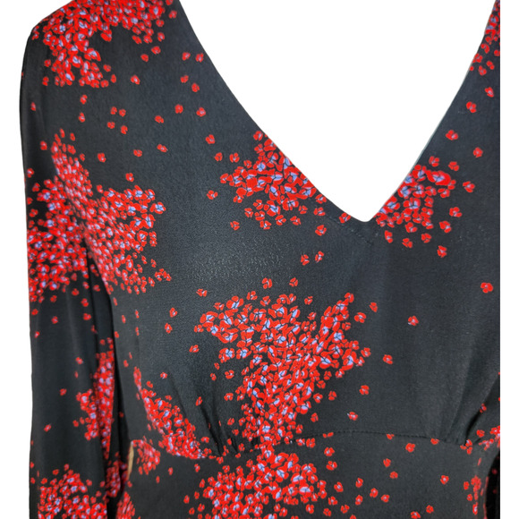 Ba&sh Women's Top Bruce Black Peasant Top Balloon Sleeves Nior Floral Size 2 NWT - Picture 3 of 15